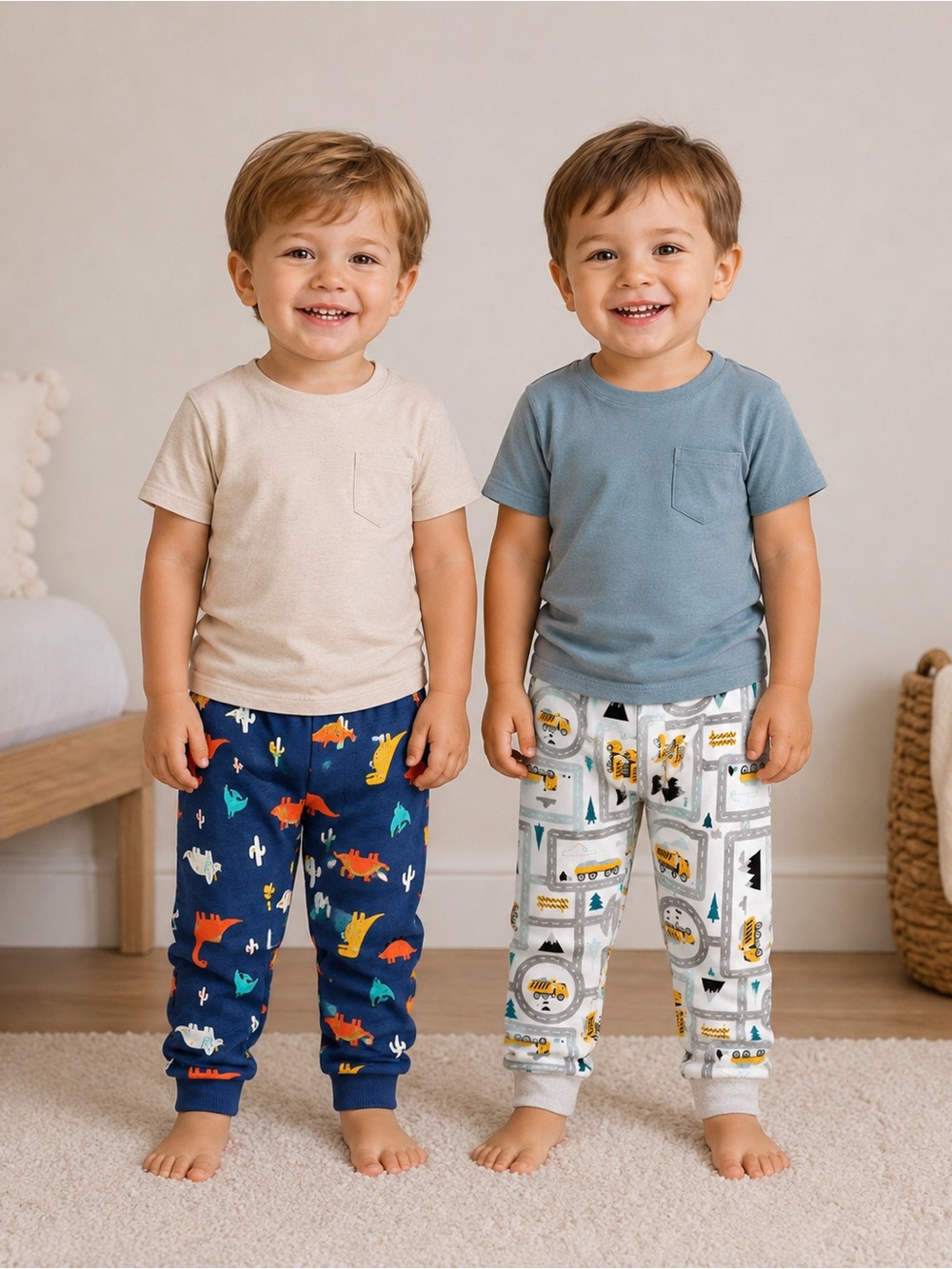 Old Navy 100% Cotton PJ Pants 2-PACK Roads & Navy Dino